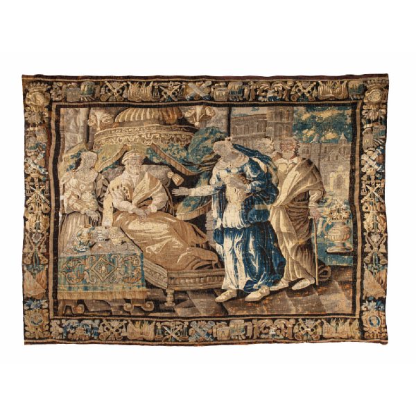 Tapestry depicting an interior scene, Aubusson manufacture, France, 18th century