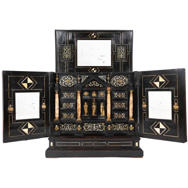 A Lombardy ebony wood cabinet inlaid with ivory, marble and bronze mounts, Italy, 17th century