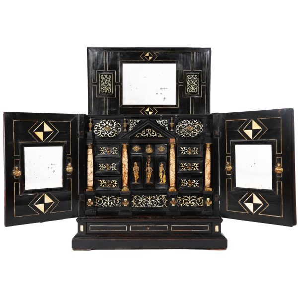 A Lombardy ebony wood cabinet inlaid with ivory, marble and bronze mounts, Italy, 17th century