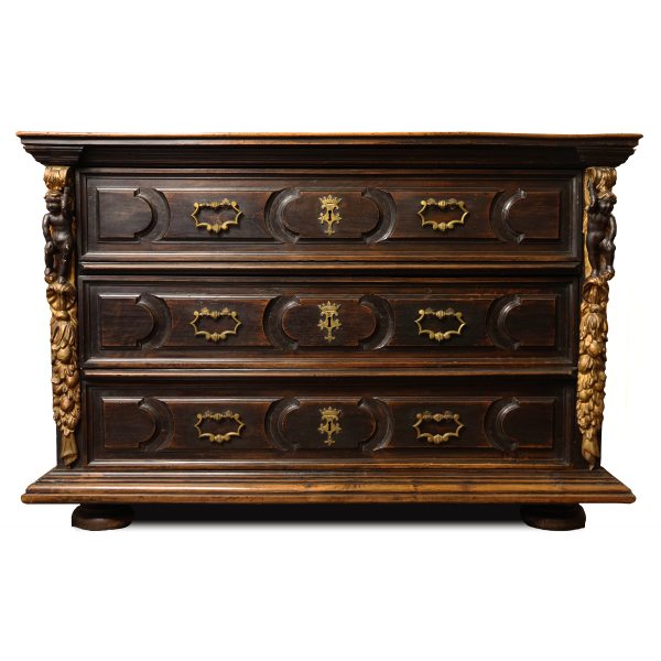 A North Italian walnut wood chest of drawers Duchy of Mantua, 17th century