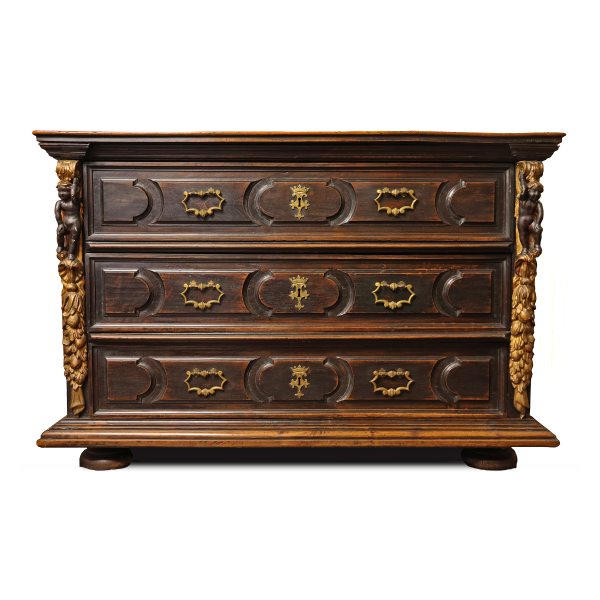 A North Italian walnut wood chest of drawers Duchy of Mantua, 17th century