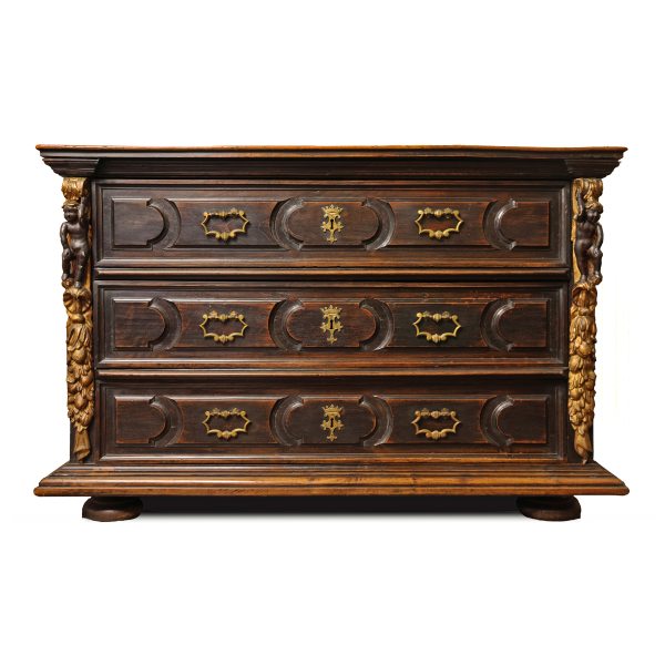A North Italian walnut wood chest of drawers Duchy of Mantua, 17th century