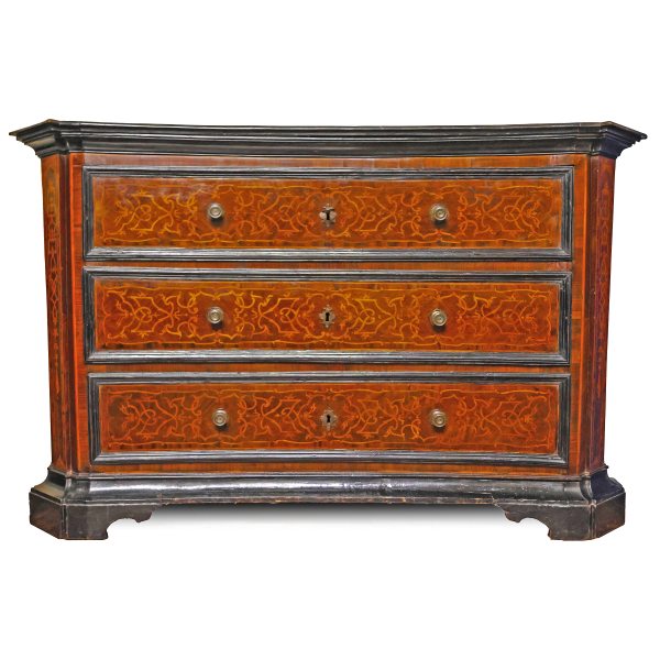 A North Italian inlaid chest of drawers. Emilia, late 17th early 18th century