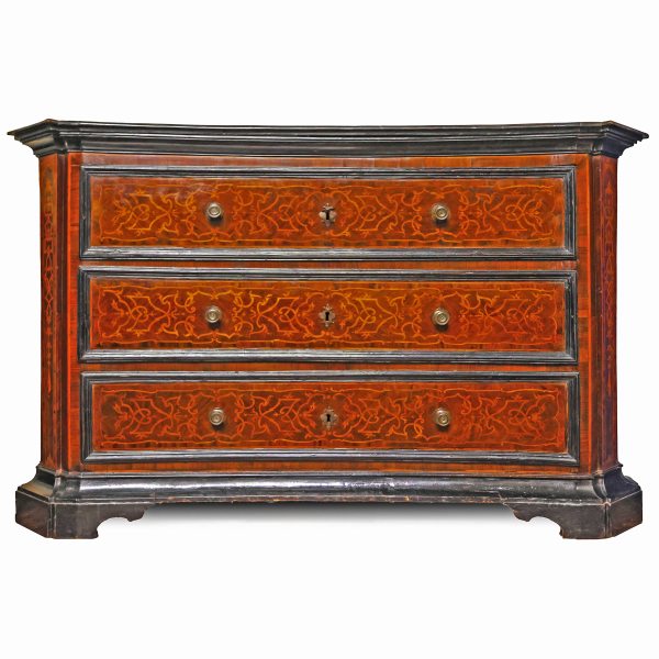 A North Italian inlaid chest of drawers. Emilia, late 17th early 18th century
