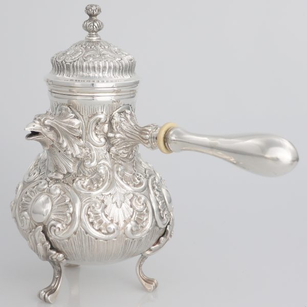 An Italian 925 silver chocolate pot, Milan, last quarter of the 20th century