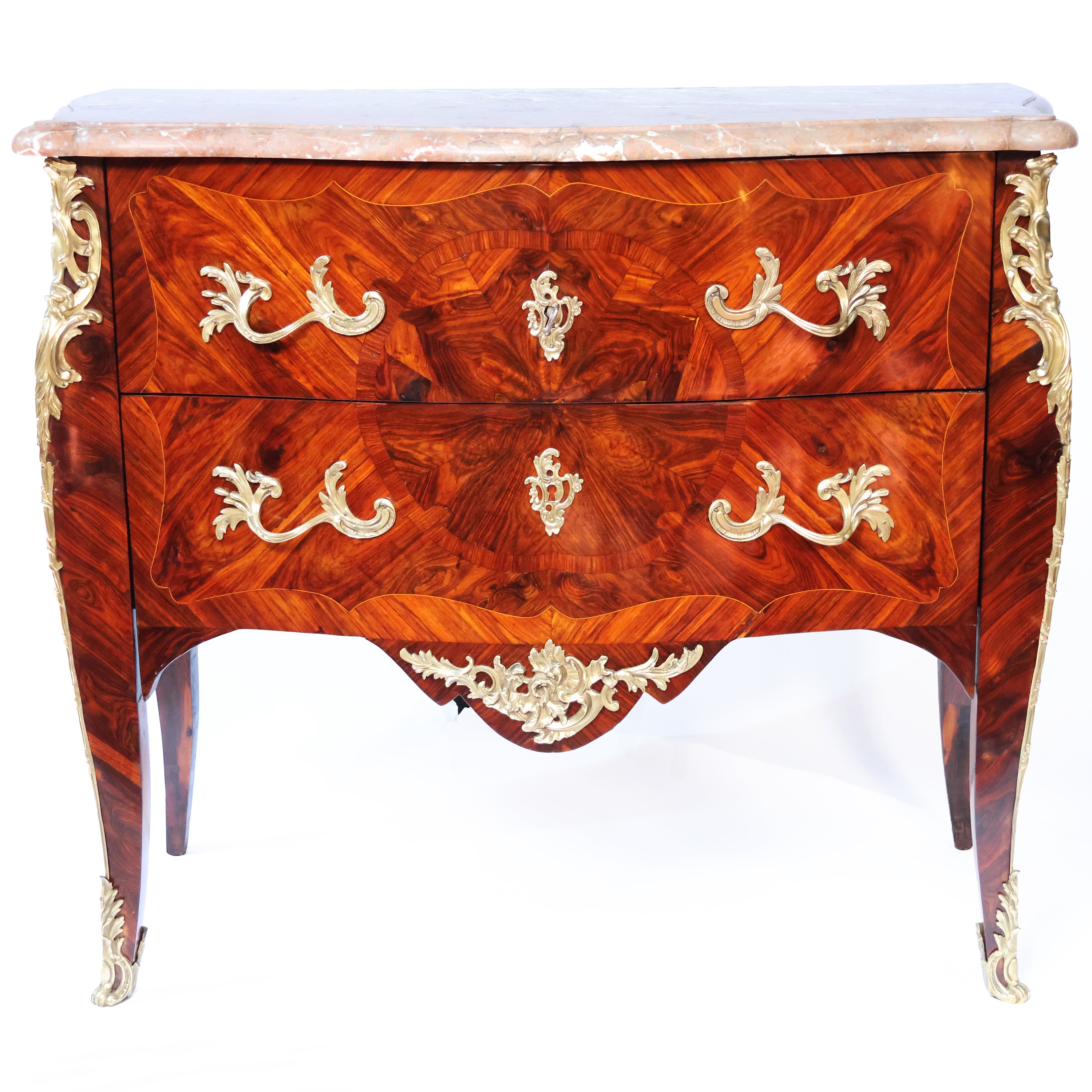A French veneered in kingwood commode, with gilt and chiseled bronze mounts, stamped Christophe Wolff, Paris, mid-18th century - Christophe Wolff - 1700