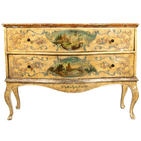 A Central Italian lacquered and polychrome-painted wood commode, Marche, 18th century