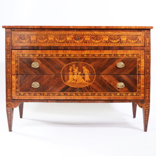 A North Italian chest of drawers veneered in rosewood, Lombardy, late 18th century