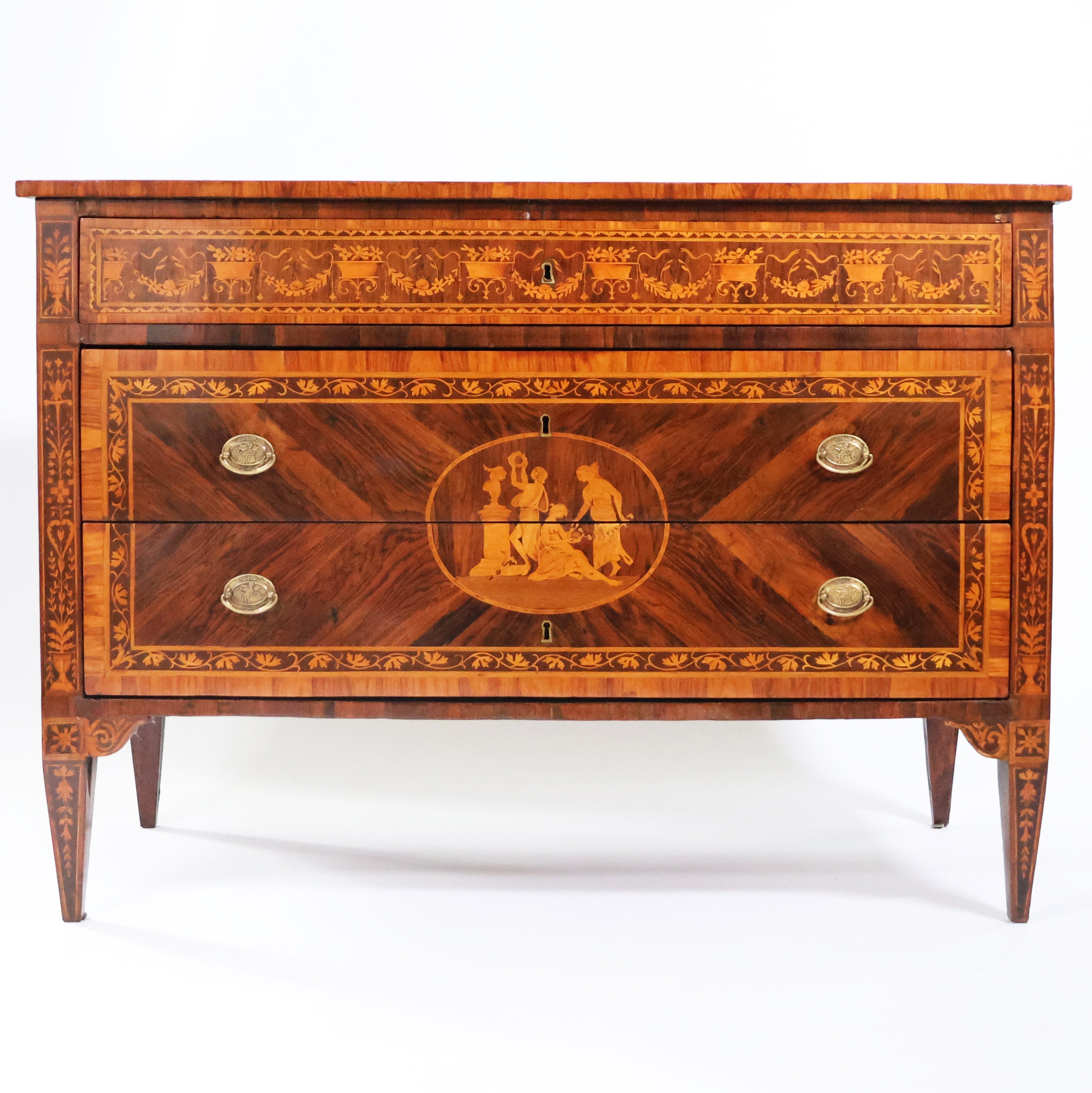 A North Italian chest of drawers veneered in rosewood and inlaid with various woods, Lombardy, late 18th century - 1700