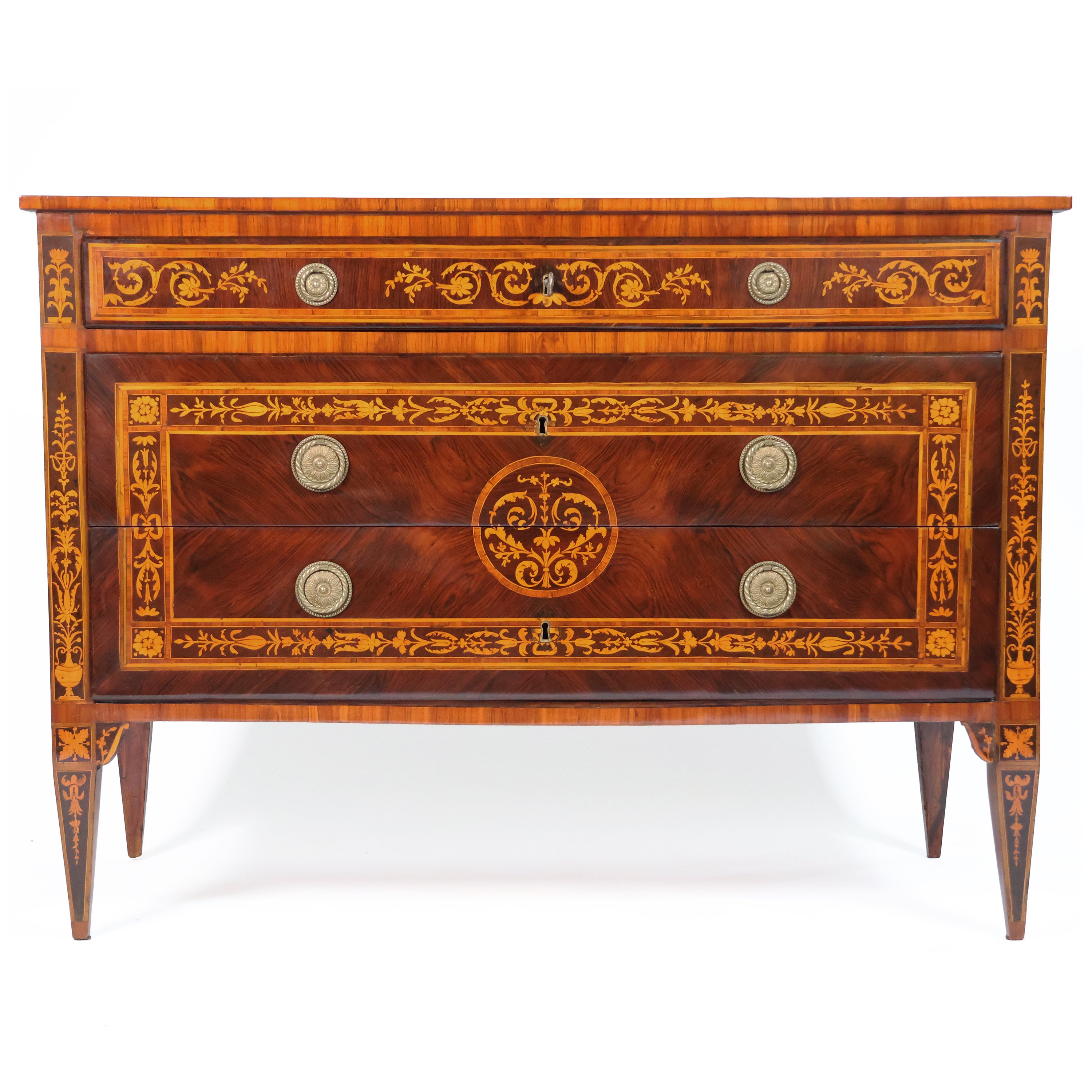A North Italian chest of drawers veneered in rosewood with inlays in boxwood, kingwood, and stained maple, Lombardy, late 18th century - 1700