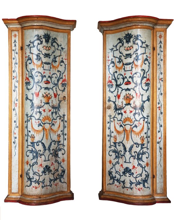 A North Italian pair of carved and lacquered wood cabinets, Venice, mid-18th century