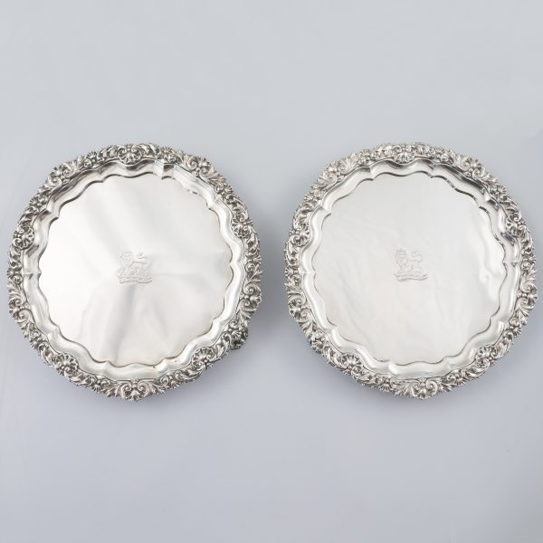 A George IV pair of sterling silver salvers, Paul Storr, London, 1819