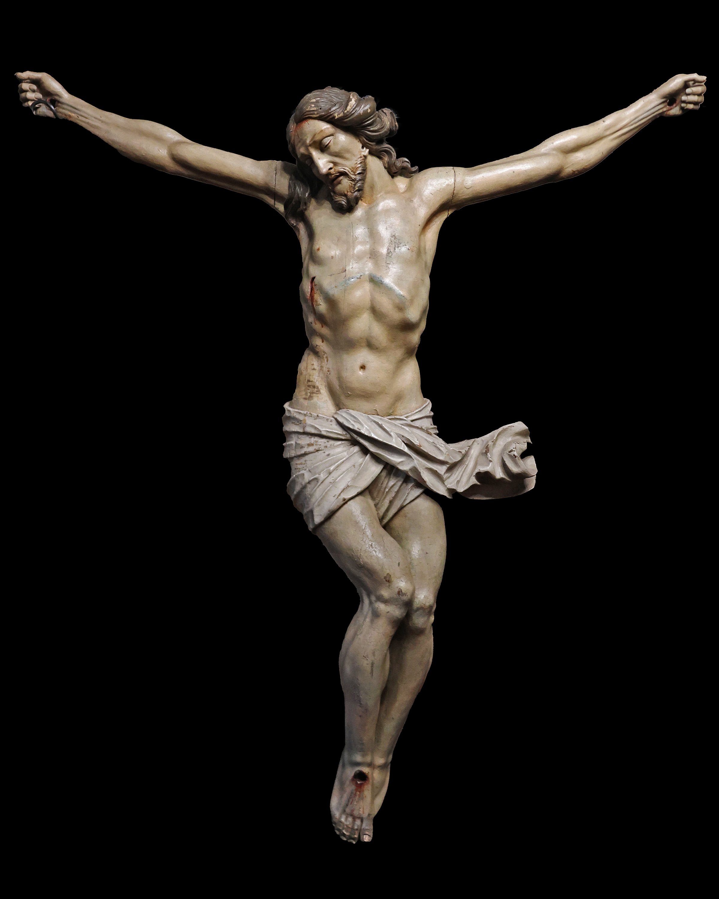 Crucified Christ in carved and polychrome lacquered wood, circle of Anton Maria Maragliano, probably Agostino Storace, Genoa, 18th century - 1700