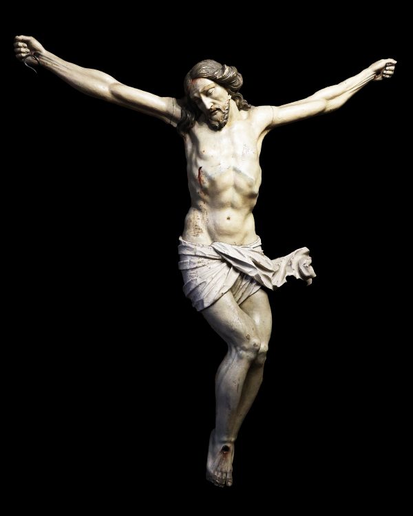 Crucified Christ in carved and polychrome lacquered wood, Genoa, 18th century