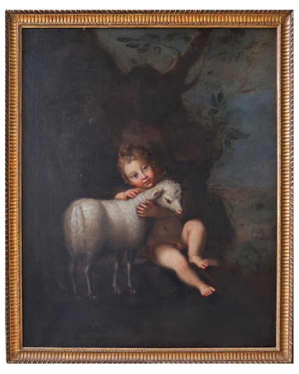 Domenico Zampieri, known as Domenichino, 1581 - 1641; Angel embracing a lamb, oil on canvas