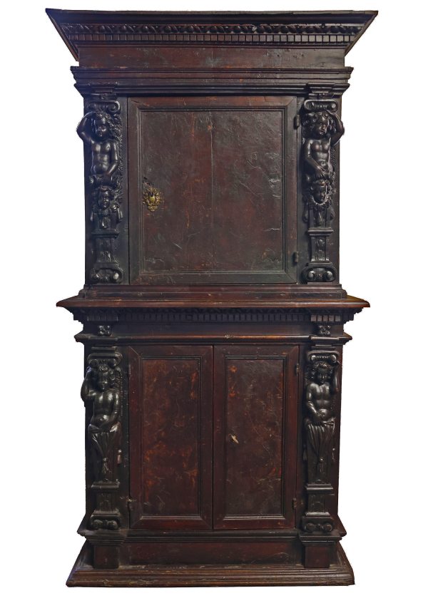 A North Italian double-bodied piece in wood and walnut burl. Lombardy, 17th century