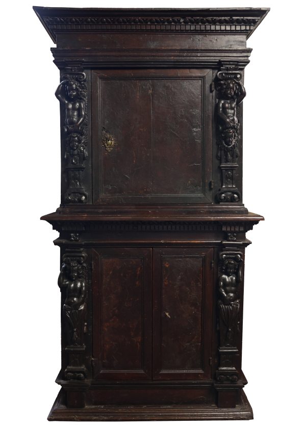A North Italian double-bodied piece in wood and walnut burl. Lombardy, 17th century