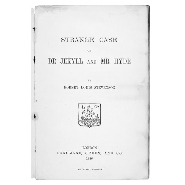 Strange case of Dr Jekyll and Mr Hyde. Robert Louis Stevenson. London. Longmans, Green, and Co. 1886