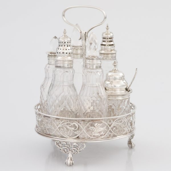 A George III sterling silver cruet stand, Edward Aldridge II, London, 1770