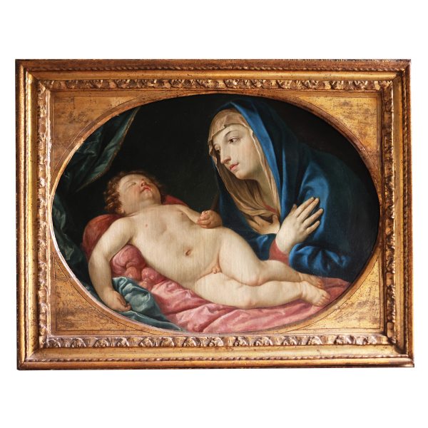 Elisabetta Sirani, Bologna 1638 - Bologna 1665; Madonna with the sleeping Child, oil on canvas