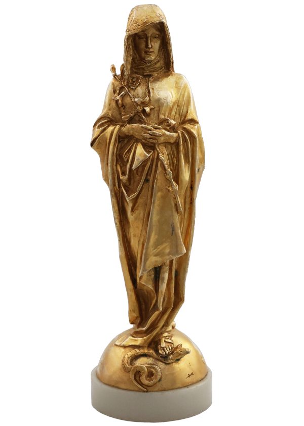 Emmanuel Fremiet; Paris, 1824 &ndash; Paris, 1910; Madonna of the Lily; gilt bronze