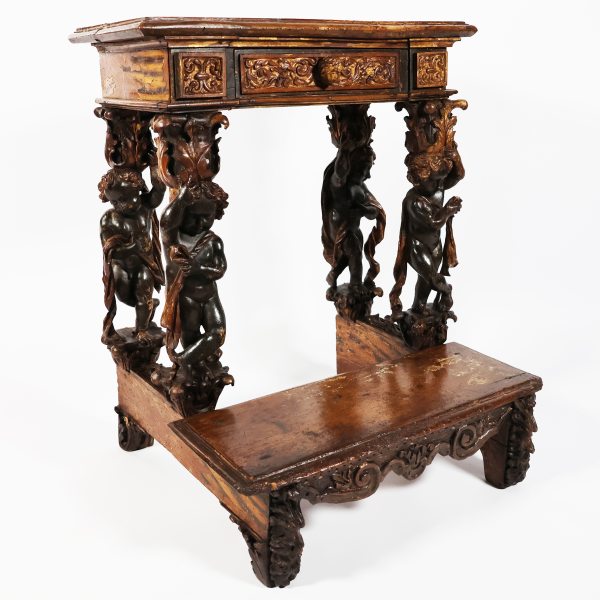 A Northern Italian carved, sculpted and gilded wood kneeled,17th century