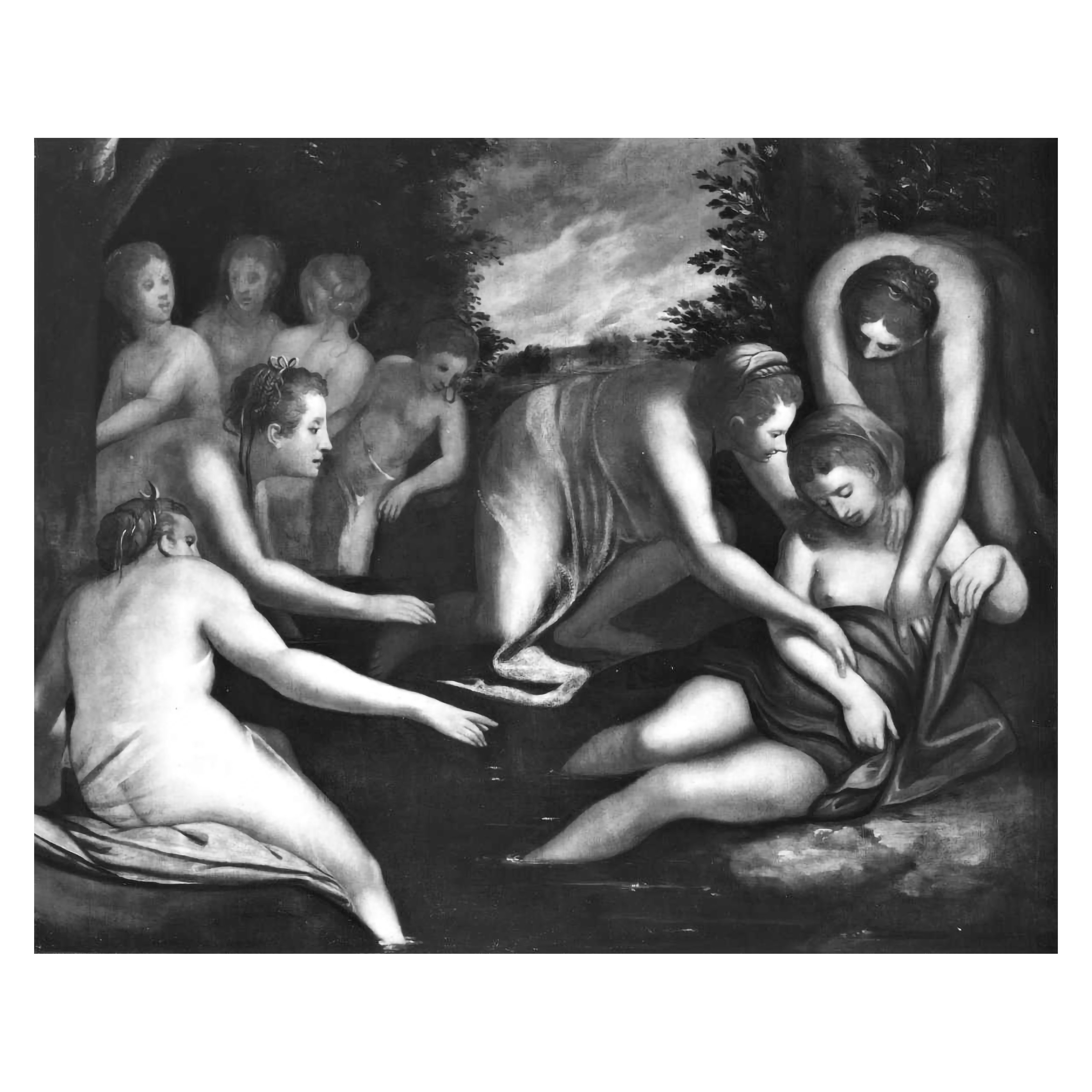 Luca Cambiaso, Moneglia 1527 - San Lorenzo de El Escorial 1585; Diana and Callisto, oil on canvas - Luca Cambiaso - 1500