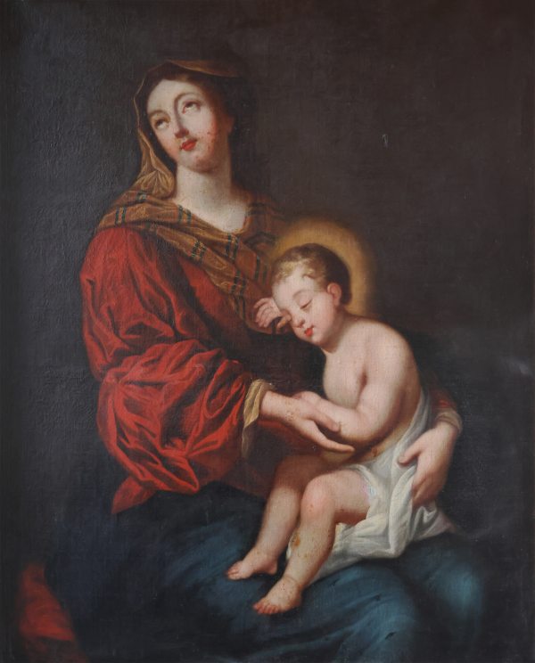 French school; Madonna and Child, 17th century, oil on canvas