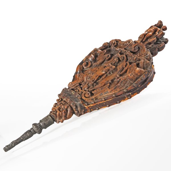 A pair of North Italian carved walnut bellows. Late 16th century, early 17th century