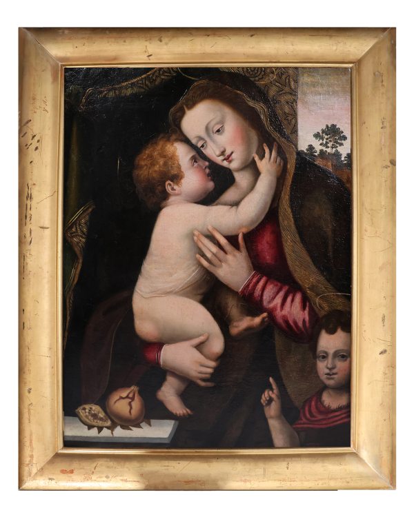 Mariotto Albertinelli follower of, The Virgin with Child and the infant; oil on canvas