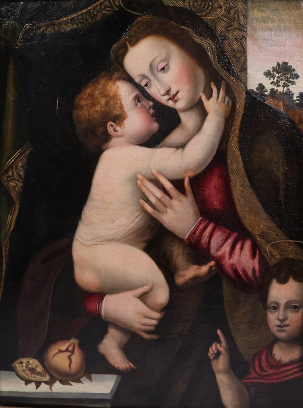 Mariotto Albertinelli follower of, The Virgin with Child and the infant; oil on canvas