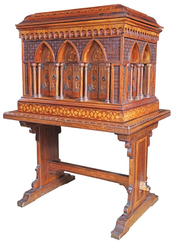 A cathedral-shaped architectural model cabinet. By Zeno Balducci di Bettona. Perugia, 1939