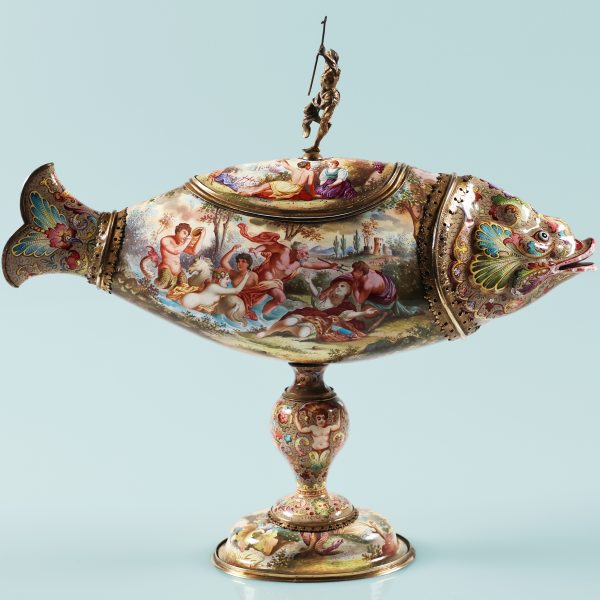 Silver-Gilt Fish and polychrome enamels, Vienna, 19th century