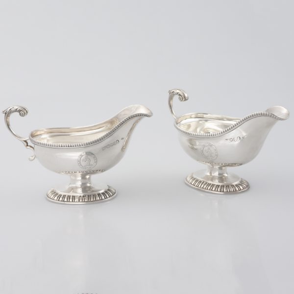A pair of George III sterling silver sauce boats, William Frisbee, London, 1810