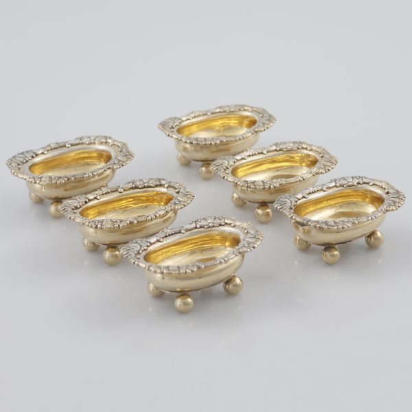 A George IV set of six silver gilt salts, Solomon Hougham, London, 1811