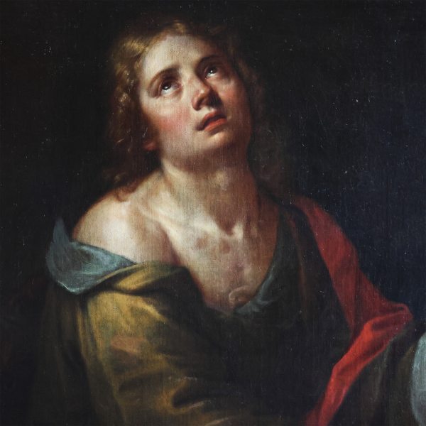 Michelangelo Merisi da Caravaggio in the manner of; Saint John the Evangelist, oil on canvas