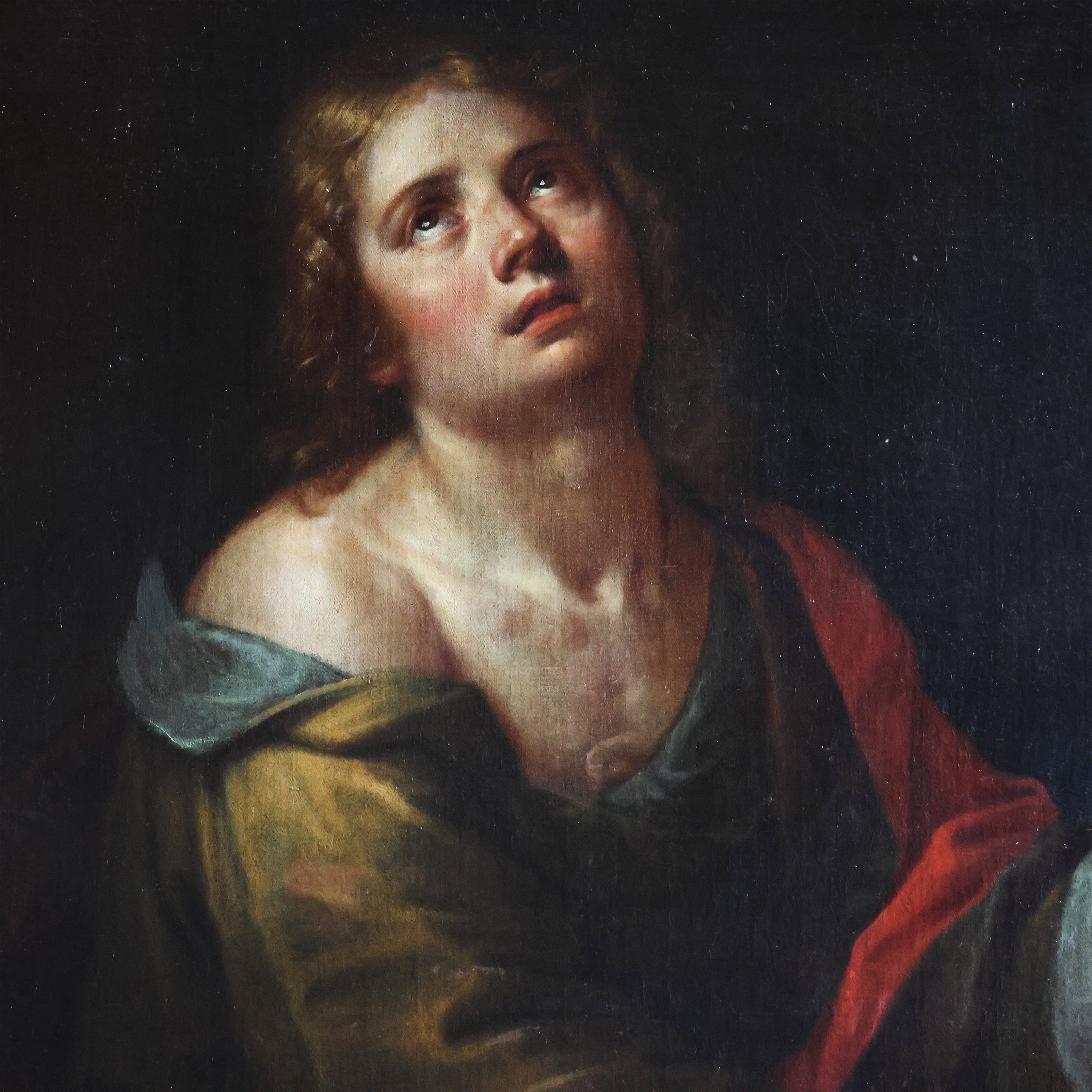 Michelangelo Merisi da Caravaggio in the manner of, Milan 1571 – Porto Ercole 1610; Saint John the Evangelist, oil on canvas - 1600