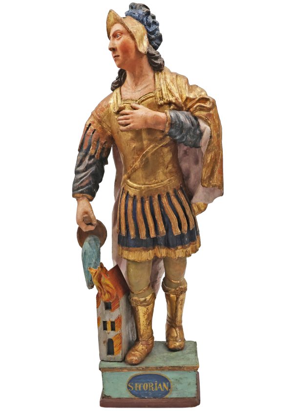 Saint Florian, polychrome poplar wood, Central Europe, 19th century