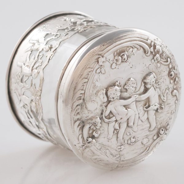 A German glass and silver box, Storck & Sinsheimer, Hanau, late 19th century, early 20th century