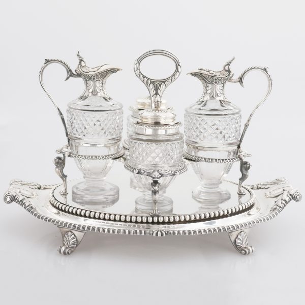 A George III sterling silver cruet stand, Paul Storr, London, 1808