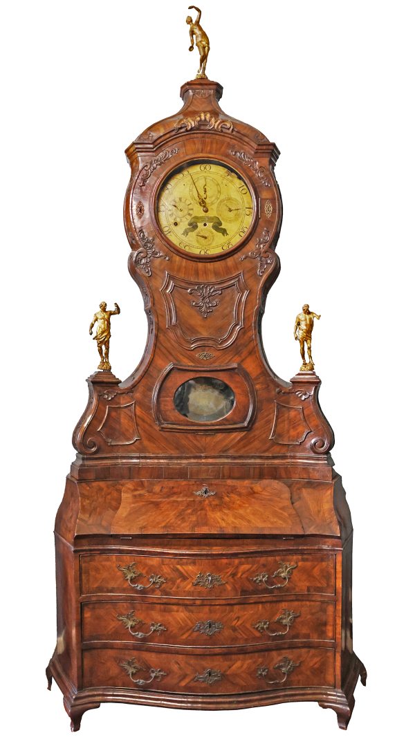 An Italian bureau cabinet with clock signed by Mauro Sabbatini, Modena, 1766, Modena, 18th century