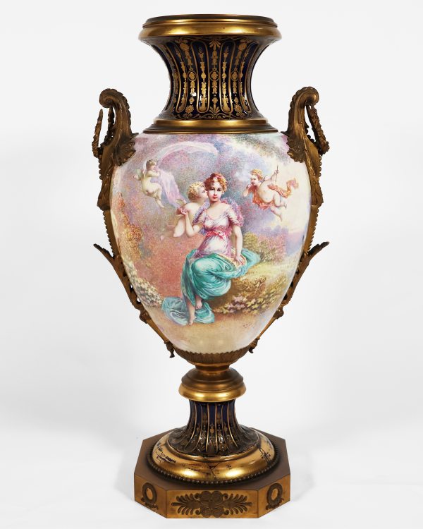 A French large vase in the S&egrave;vres style. Painted signed R. Rom. Late 19th century