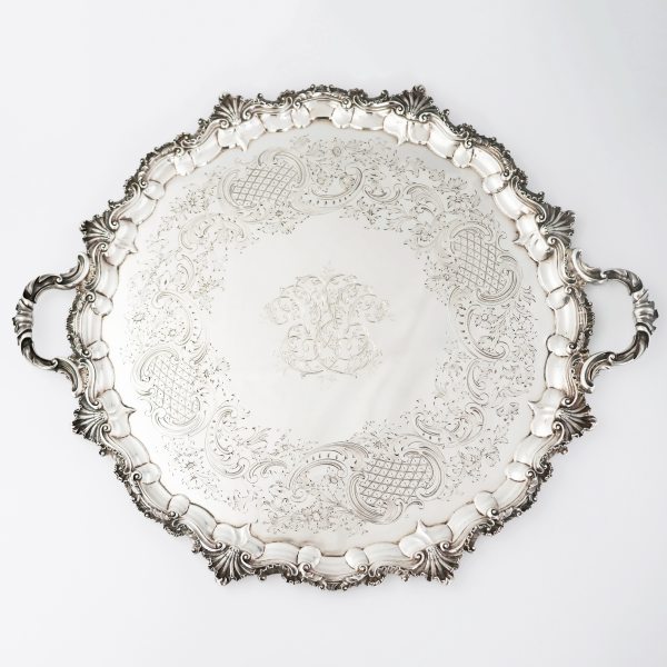 A Victorian sterling silver two-handled tray, Hunt & Roskell, Late Storr & Mortimer, London, 1853