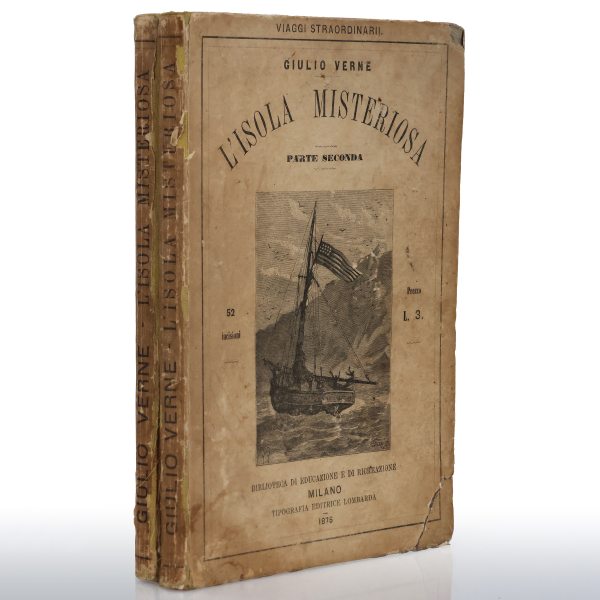 Verne Giulio. L'isola Misteriosa. 2 volumi. Parte seconda e terza. Milano, Tip. Ed. Lombarda. 1875