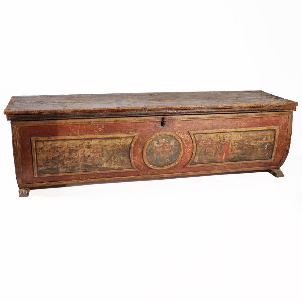 An Italian painted and polychrome decorated wood cassone, Tuscany, 15th Century