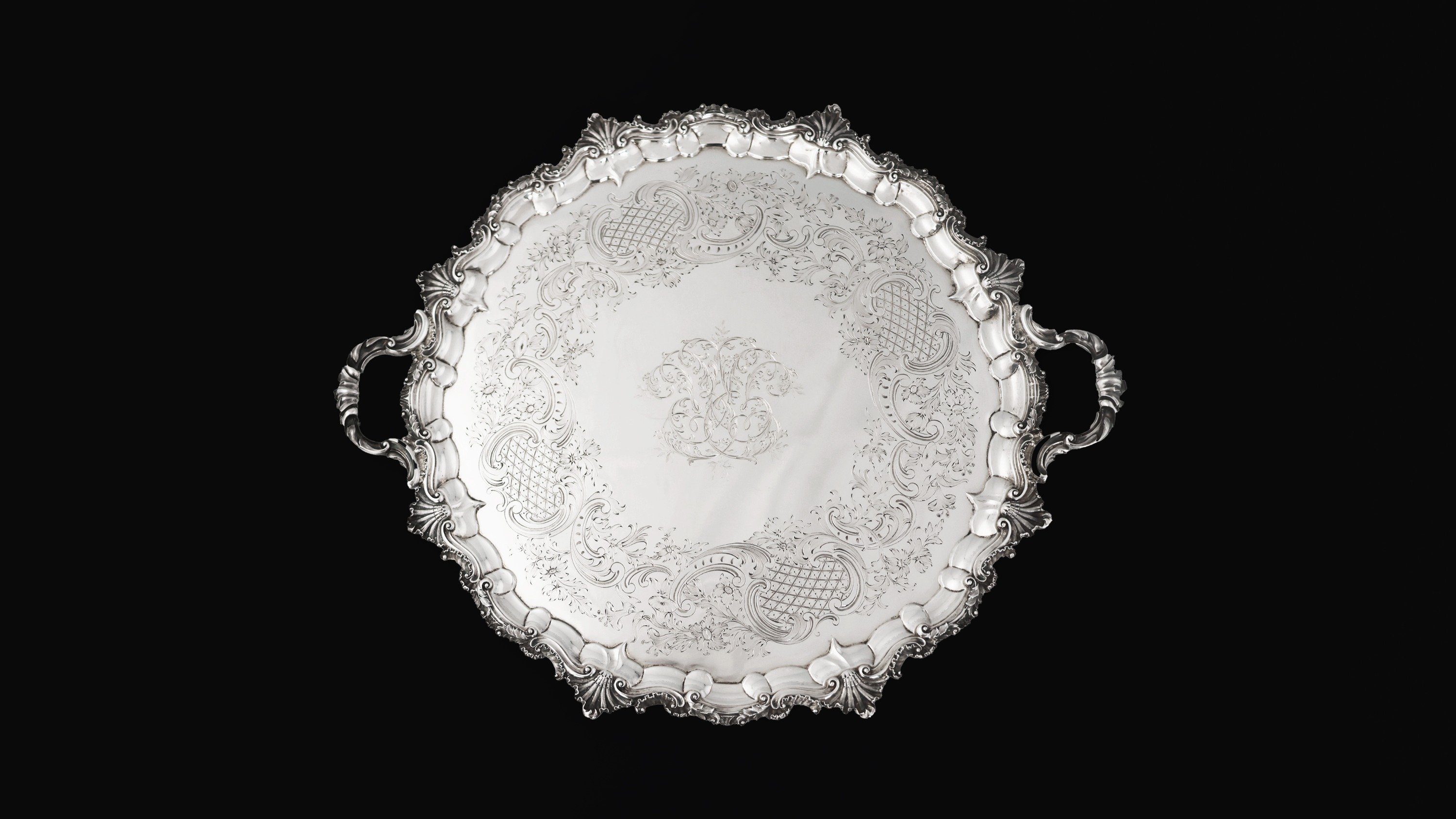 A Victorian sterling silver two-handled tray, Hunt & Roskell, Late Storr & Mortimer. Kingdom of Sardinia import marks. London, 1853